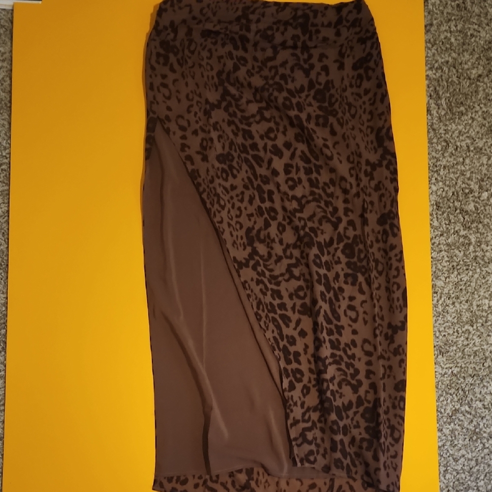 Reformation Brown Leopard Maxi Skirt